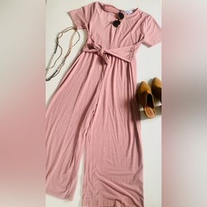 piper and scoot mauve jumpsuit with tie